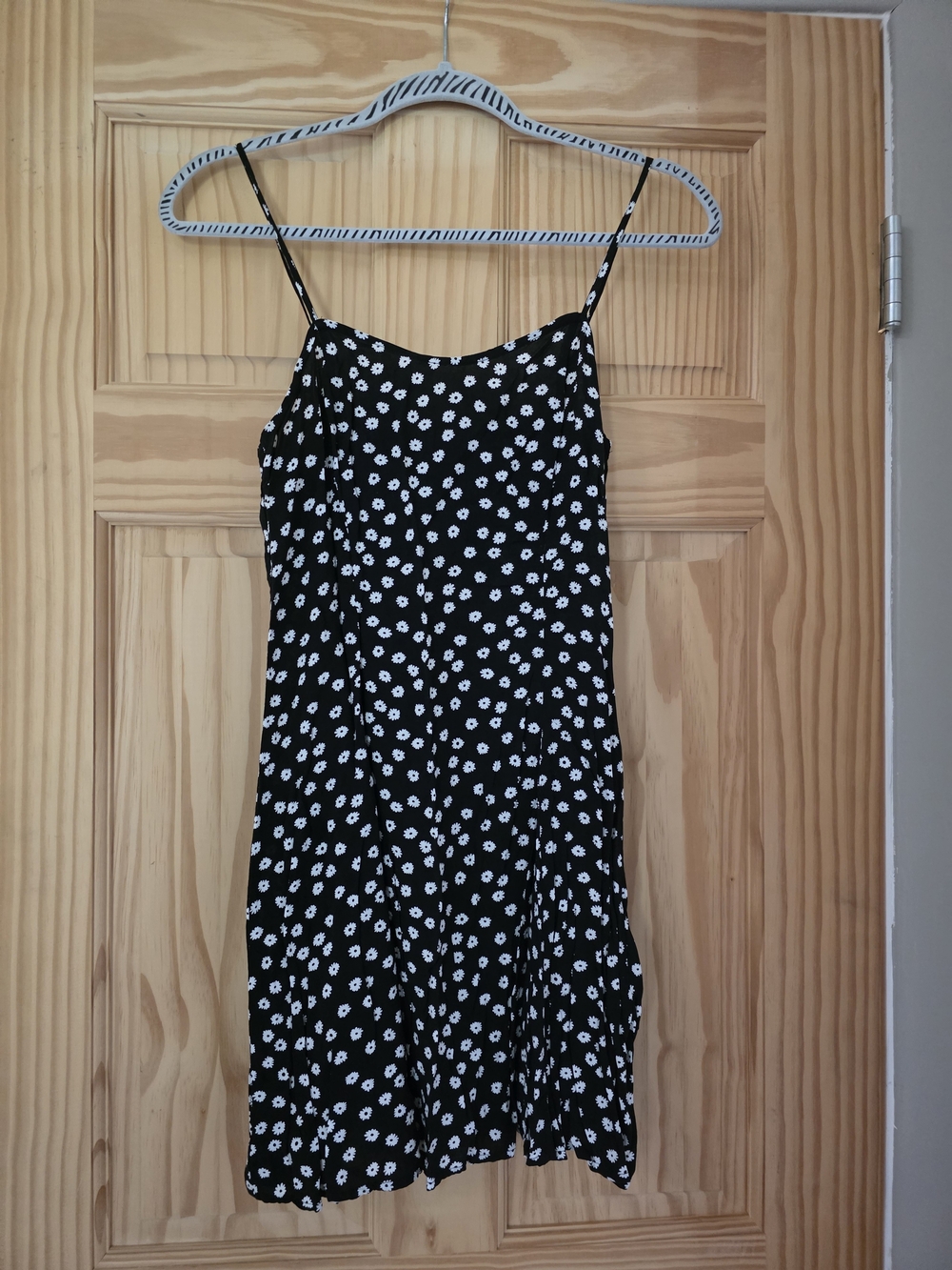 Forever 21 Black Mini Dress with White Daisy Print